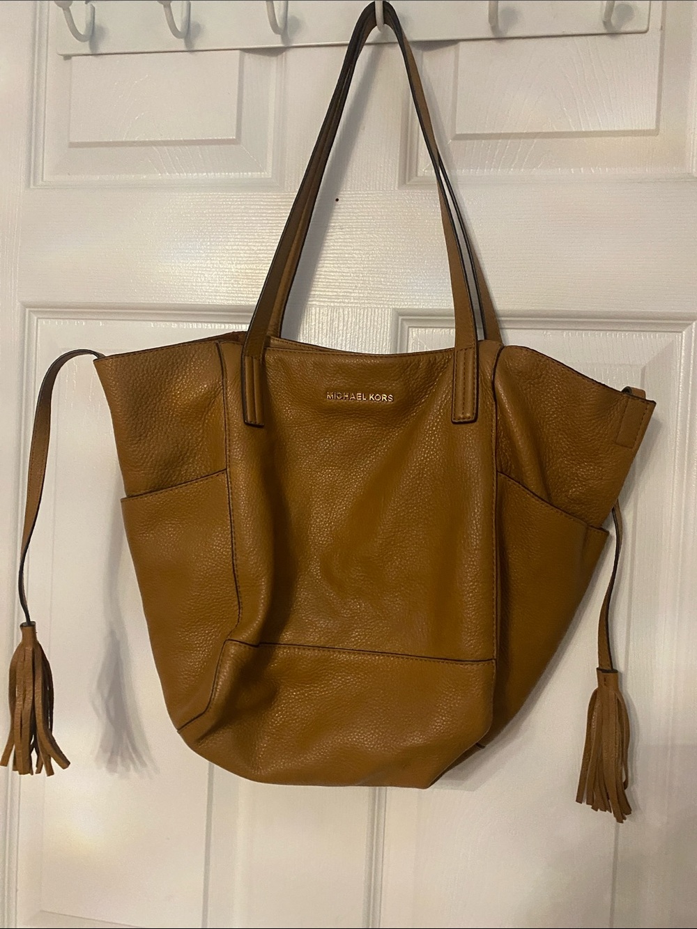 Michael Kors Tan Pebbled Leather Tote with Tassels